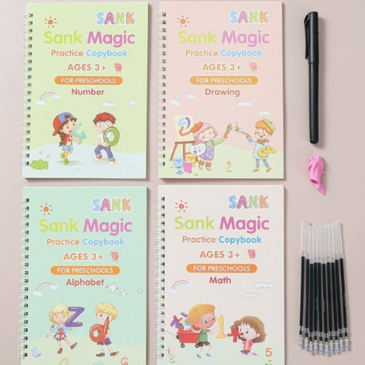 مجموعة مونتيسوري™ من 4 دفاتر خط قابلة لإعادة الاستخدام + هدايا